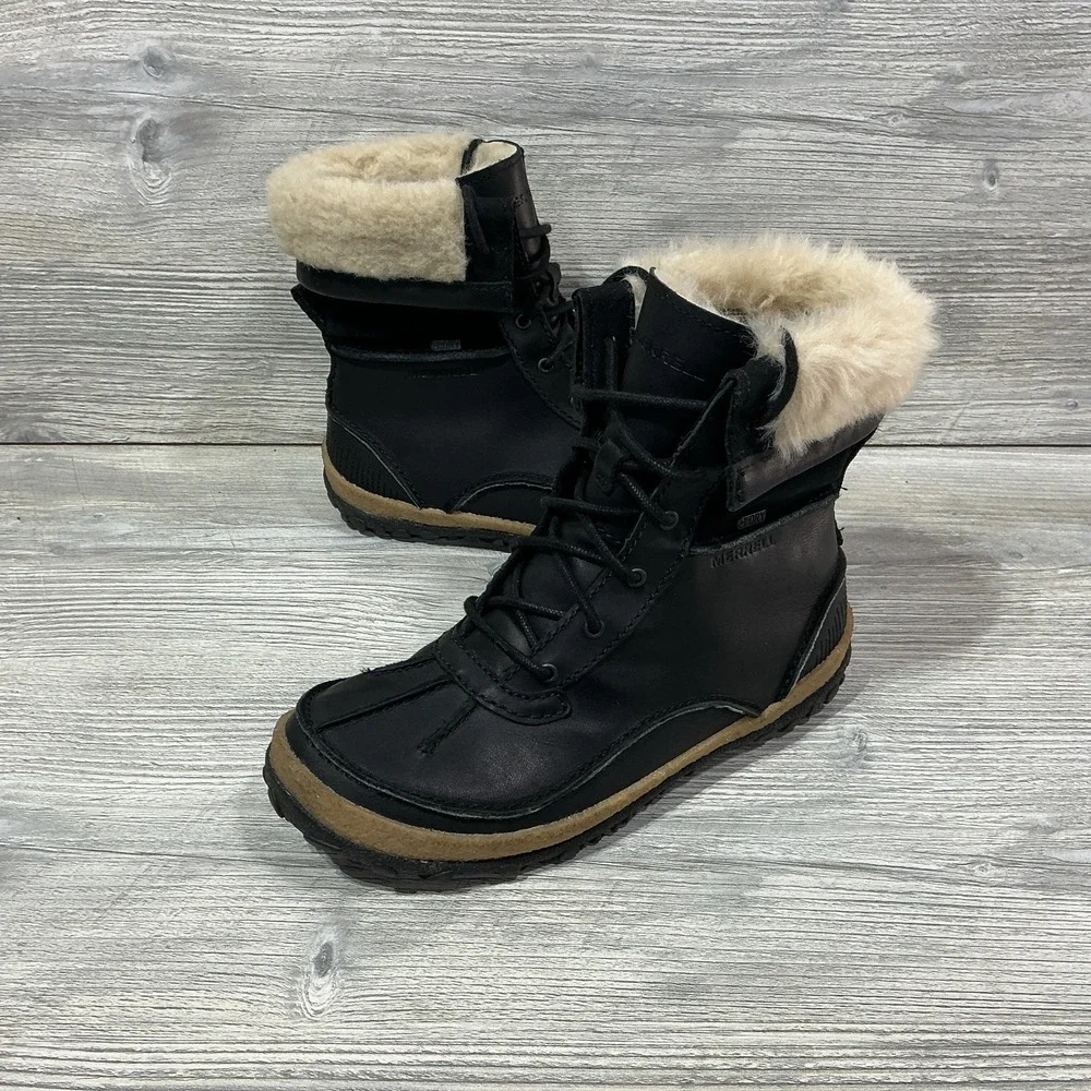 Merrell Tremblant Mid Polar Waterproof Boots J00940 Black Lace Up Women's 6.5